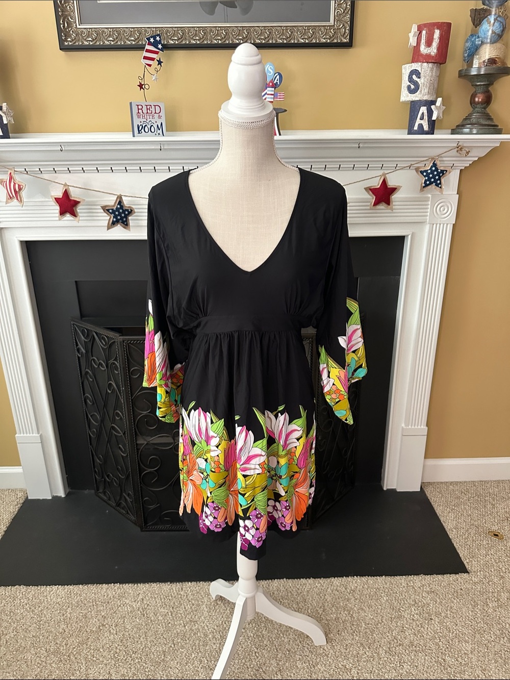 Trina Turk Black Lined Top with Brand Tag